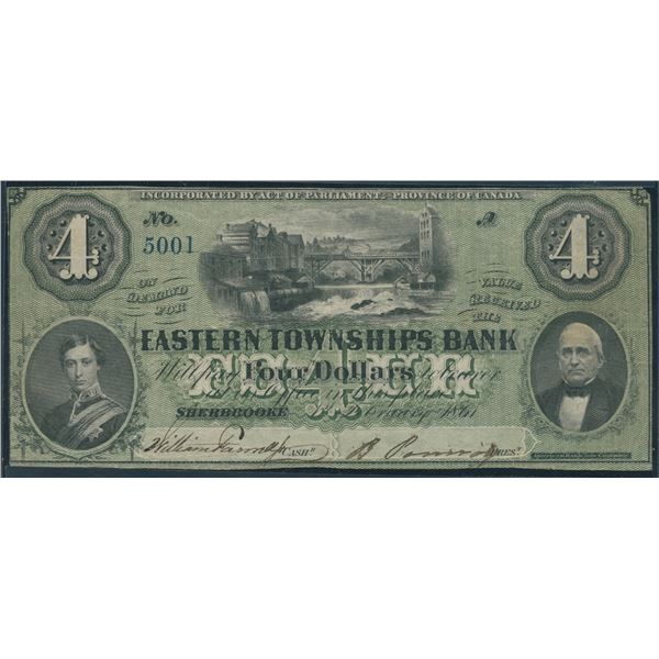 Eastern Townships Bank $4, 1861