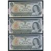 Image 1 : Bank of Canada $1, 1973 - Lot of 3 x 3 Digit Radars