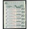 Image 1 : Bank of Canada $20, 1991 - 6 Consecutives