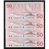 Image 1 : Bank of Canada $50, 1988 - Lot of 4 Consecutive