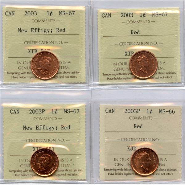 2003 One Cent - Lot of 4