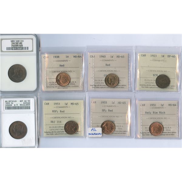 Lot of 8 Graded Canadian Cents