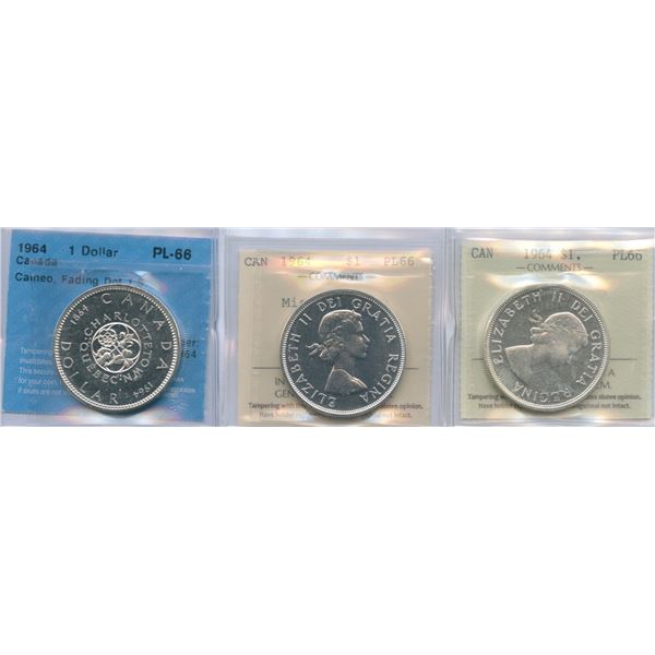 1964 Silver Dollars - Lot of 3