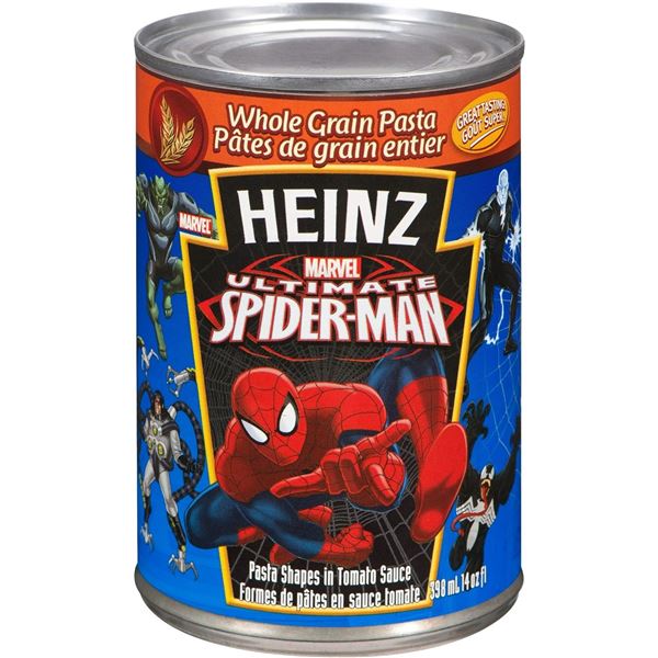 CASE OF 12 HEINZ MARVEL ULTIMATE SPIDERMAN PASTA