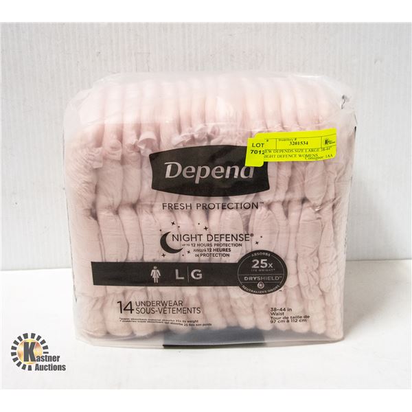 NEW DEPENDS SIZE LARGE 38-44" NIGHT DEFENCE WOMENS