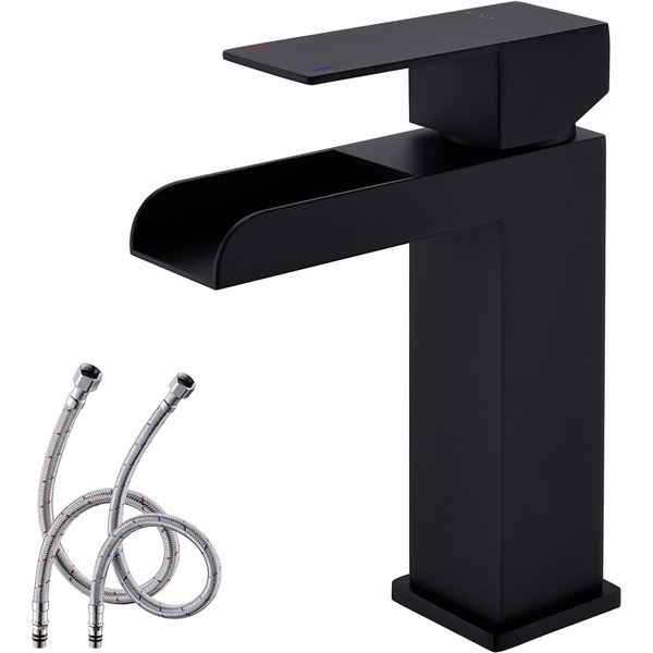 NEW KENES MATTE BLACK BATHROOM WATERFALL SINK