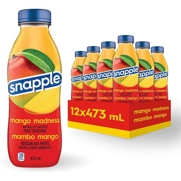 NEW CASE OF 12 SNAPPLE MANGO MADNESS FLVOURED ICE