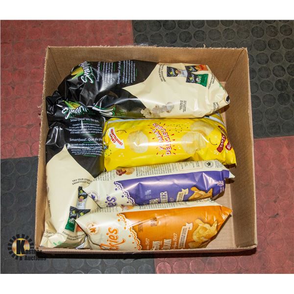 NEW CASE OF FRITO-LAY POPCORN, KETTLE CHIPS,