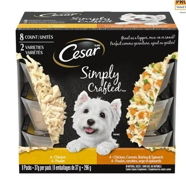 NEW BOX OF 8 CESAR SIMPLY CRAFTED DOG FOOD MEALS