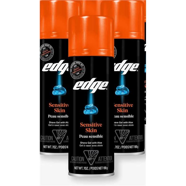 3 NEW BOTTLES OF EDGE SENSITIVE SKIN SHAVE GEL