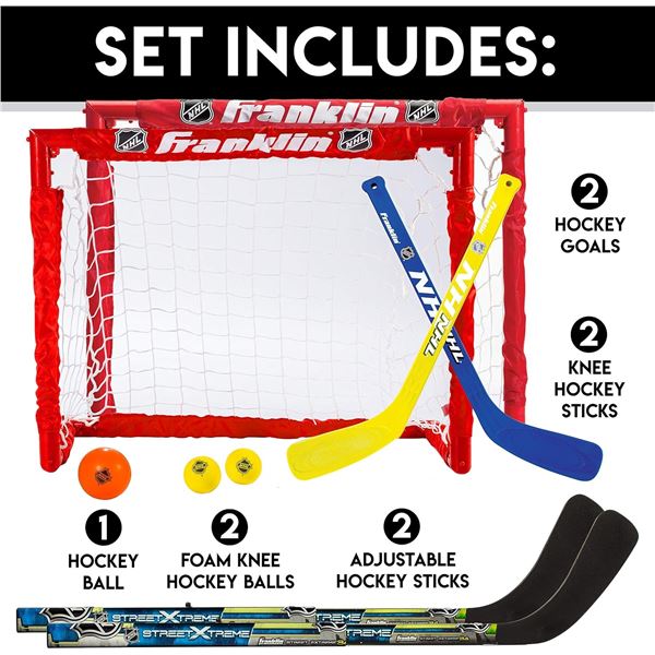 NEW FRANKLIN 2 IN 1 STREET/KNEE HOCKEY SET, KIDS