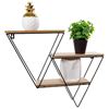 Image 1 : NEW TRIANGLE METAL AND WOOD TONE MINI WALL SHELF