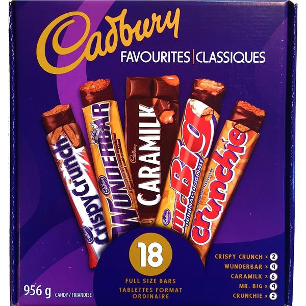 NEW CADBURY FAVORITE 18 FULL SIZE CHOCOLATE BARS