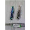 Image 1 : (2) Cabela's Folding Pocket Knives with Clips - Grey and Rainbow