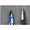 Image 2 : (2) Cabela's Folding Pocket Knives with Clips - Grey and Rainbow