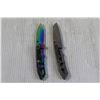 Image 4 : (2) Cabela's Folding Pocket Knives with Clips - Grey and Rainbow