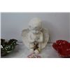 Image 5 : (2) Ceramic Candy Dishes, Angel Ornament, Flower Ornament
