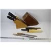 Image 1 : (2) Knife Blocks, (2) Knife Sharpeners, Variety of Knives
