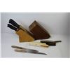 Image 7 : (2) Knife Blocks, (2) Knife Sharpeners, Variety of Knives