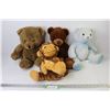 Image 2 : (3) Stuffed Teddy Bears. (1) Stuffed Toy Monkey