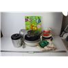 Image 1 : T-Fal Air Fryer, Cannister, Assortment of Plastic Dishes, Placemat, etc.