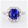 Image 1 : 4.00 ctw Tanzanite and 1.20 ctw Diamond Platinum Ring