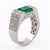 Image 2 : 2.38 ctw Emerald and 1.38 ctw Diamond 18K White Gold Ring