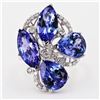 Image 1 : 8.99 ctw Tanzanite and 0.31 ctw Diamond 18K White Gold Ring