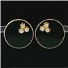 Image 2 : Large Vintage 14k Yellow Gold Bezel Black Onyx & 0.60 ctw Diamond Button Earring