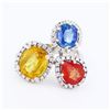 Image 1 : 6.95 ctw Multi-Color Sapphire and 0.38 ctw Diamond 14K White Gold Ring