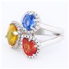 Image 2 : 6.95 ctw Multi-Color Sapphire and 0.38 ctw Diamond 14K White Gold Ring