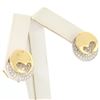 Image 3 : Movado 18K Two Tone Gold 1.80 ctw FINE Round Diamond & Heart Disk Button Earring