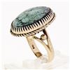 Image 8 : Vintage 14k Yellow Gold Large Oval Cabochon Turquoise Solitaire Cocktail Ring