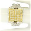 Image 8 : 18k Two Tone Solid Gold 1.10 ctw Round Pave Diamond Square Cocktail Ring