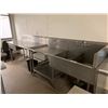 Image 1 : STAINLESS STEEL PREP TABLE AND 2 BIN STAINLESS STEEL SINK WITH FAUCET