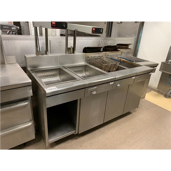 QUEST STAINLESS STEEL DEEP FRY STATION WITH HATCO GLO-RAY FOOD WARMER SECTION