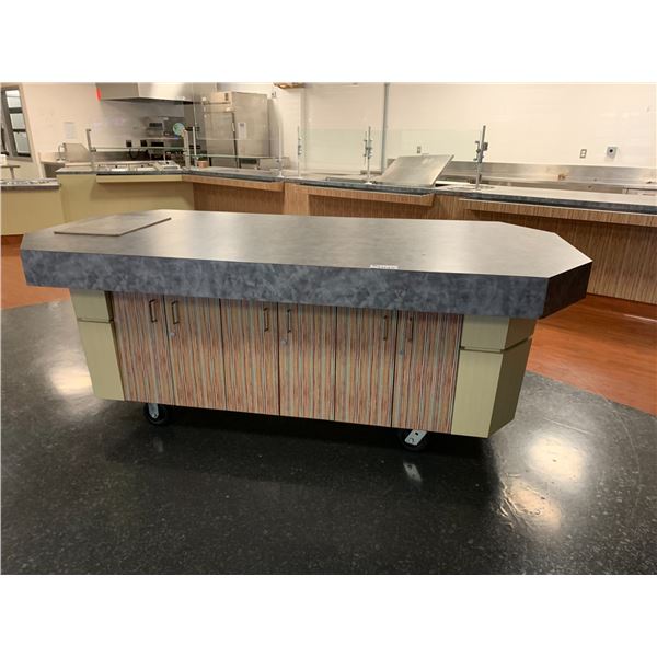 LARGE ROLLING ISLAND WITH STORAGE CABINETS