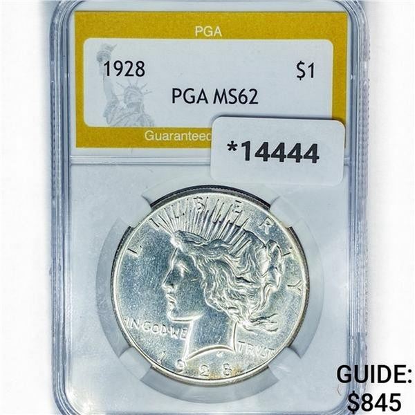 1928 Silver Peace Dollar PGA MS62