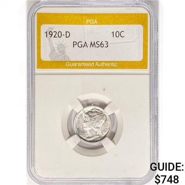 1920-D Mercury Silver Dime PGA MS63