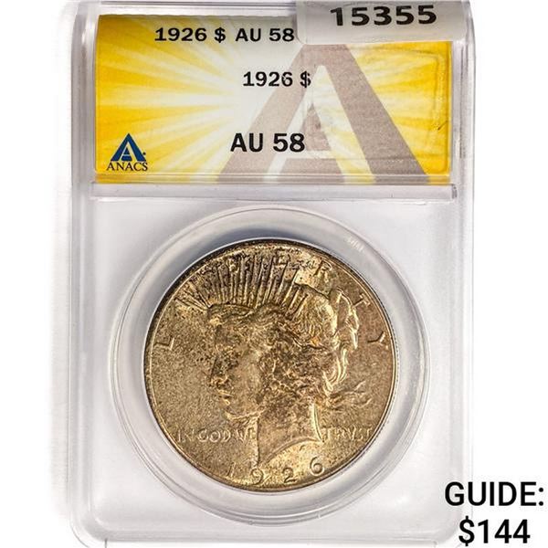 1926 Silver Peace Dollar ANACS AU58