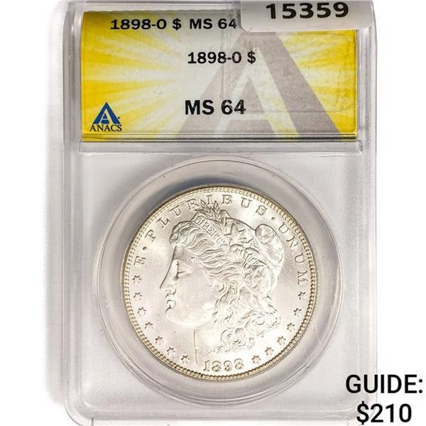 1898-O Morgan Silver Dollar ANACS MS64