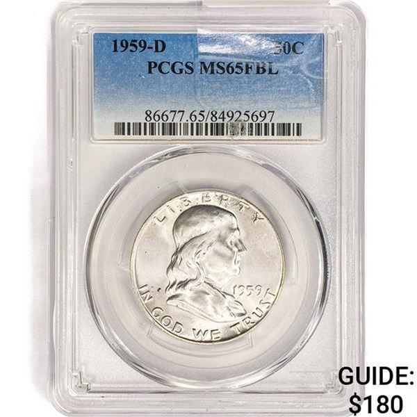 1959-D Franklin Half Dollar PCGS MS65 FBL