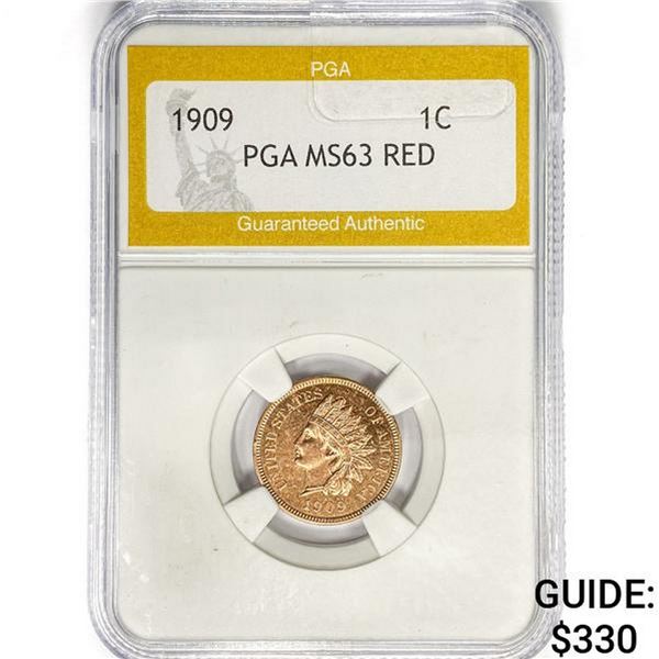 1909 Indian Head Cent PGA MS63 RED