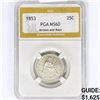 Image 1 : 1853 Seated Liberty Quarter PGA MS60 Arrows & Rays
