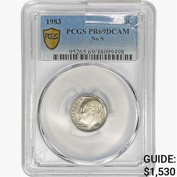 1983 Roosevelt Dime PCGS PR69 DCAM No S