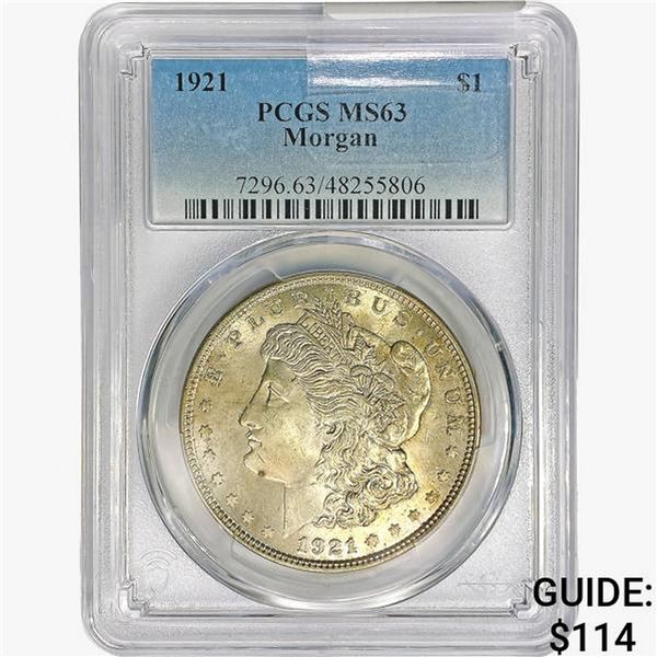 1921 Morgan Silver Dollar PCGS MS63