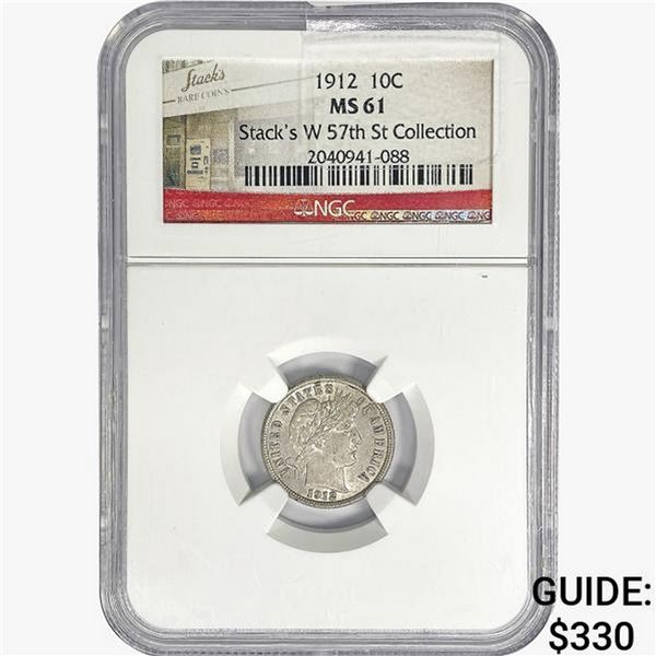 1912 Barber Dime NGC MS61 Stack's W 57th St COLL