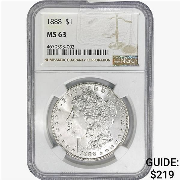 1888 Morgan Silver Dollar NGC MS63