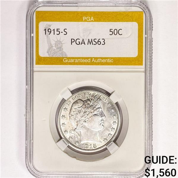 1915-S Barber Half Dollar PGA MS63