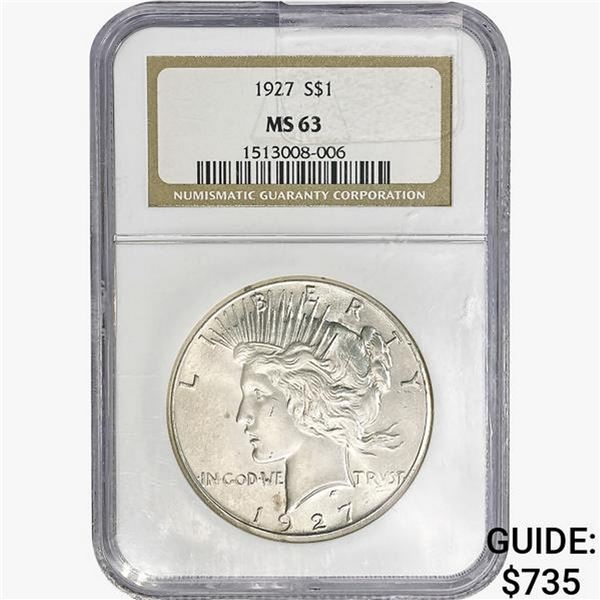 1927 Silver Peace Dollar NGC MS63